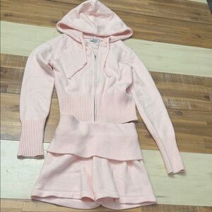 Pink Hooded Women's Knit Set